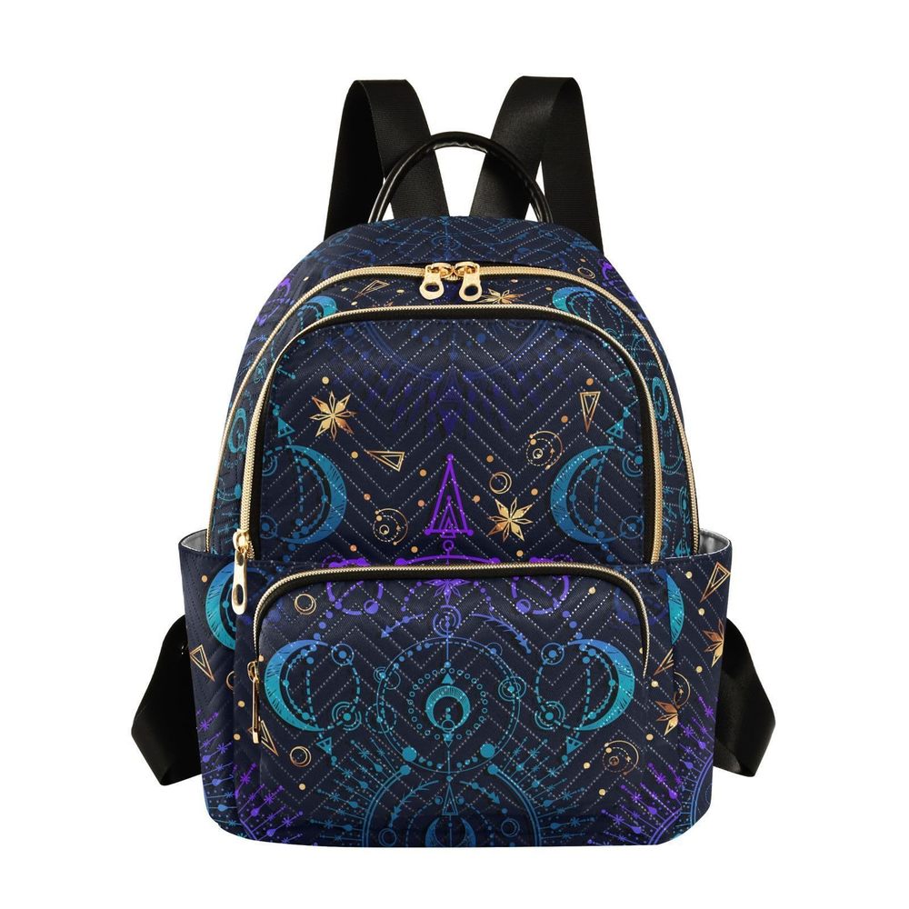 Moon Star Witchy Blue & Purple Mini Backpack Purse for Women Travel Bag🦞